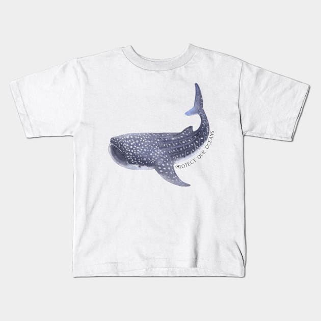 Protect our Oceans: Whale Shark Kids T-Shirt by Print Lilac